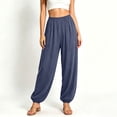thumbnail image 5 of Lmueinov Womens Yoga Harem Pants 100% Cotton Elastic Waist Solid Casual Jogger Pants Lightweight Flowy Harem Trousers for Summer Fall, 5 of 6