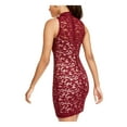 thumbnail image 2 of EMERALD SUNDAE Womens Burgundy Sleeveless Illusion Neckline Short Cocktail Body Con Dress L, 2 of 4