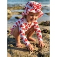 thumbnail image 4 of BemeyourBBs Toddler Baby Girls Crayfish One Piece Swimsuit Infant Bathing Suit Rash Guard With Hat 2 Pcs Set Lobster Print Plaid Ruffled Trim Long Sleeve Back Zipper Swimwears Summer Beachwear, 4 of 9