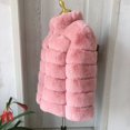 thumbnail image 3 of Chaqueta de piel sintética para mujer, abrigo cálido de invierno con cuello levantado, piel de zorro sintética rosa de 70cm, manga larga, piel esponjosa, novedad de 2022, 3 of 5