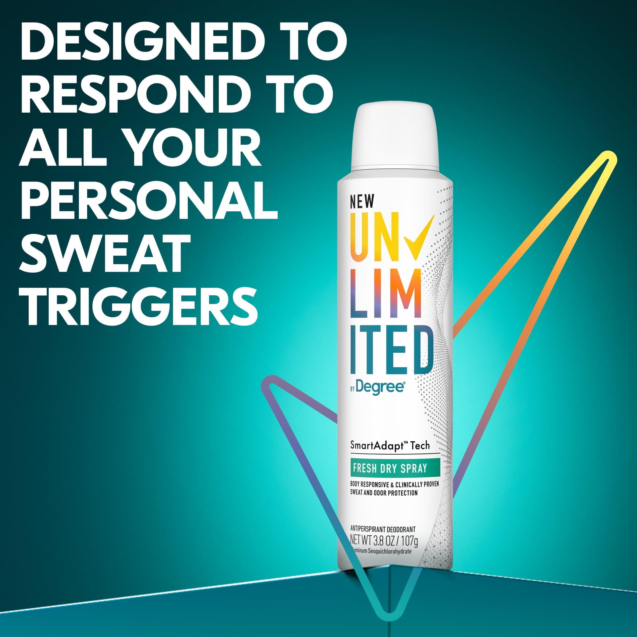 Degree Unlimited Long Lasting Antiperspirant Deodorant Dry Spray, Fresh, 3.8 oz