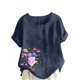 thumbnail image 1 of Camisetas de Manga Corta para Mujeres, Camiseta de Manga Corta Impresa Casual Hecha de 95% Poliéster 5% Spandex para Todas las Estaciones, Camisetas de Manga Corta para Mujeres, 1 of 3