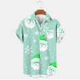 thumbnail image 2 of Mens Manga Corta Botón Abajo Camisas, Navidad Impreso Turndown Cuello Blusa, Top de Moda Casual, 2 of 3