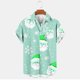 thumbnail image 2 of Mens Manga Corta Botón Abajo Camisas, Navidad Impreso Turndown Cuello Blusa, Top de Moda Casual, 2 of 3