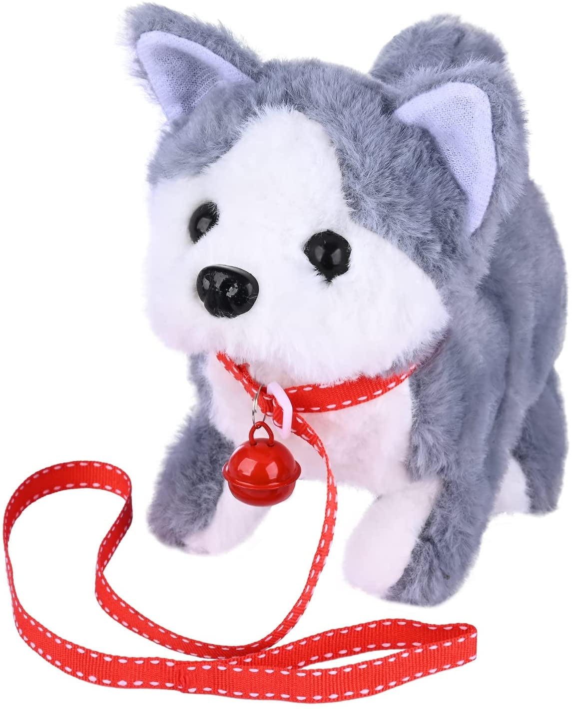 Tail Wagging Liberty Imports Plush Husky Toy Puppy Electronic Interactive Pet Dog Stretching Companion Animal for Kids Walking Barking 