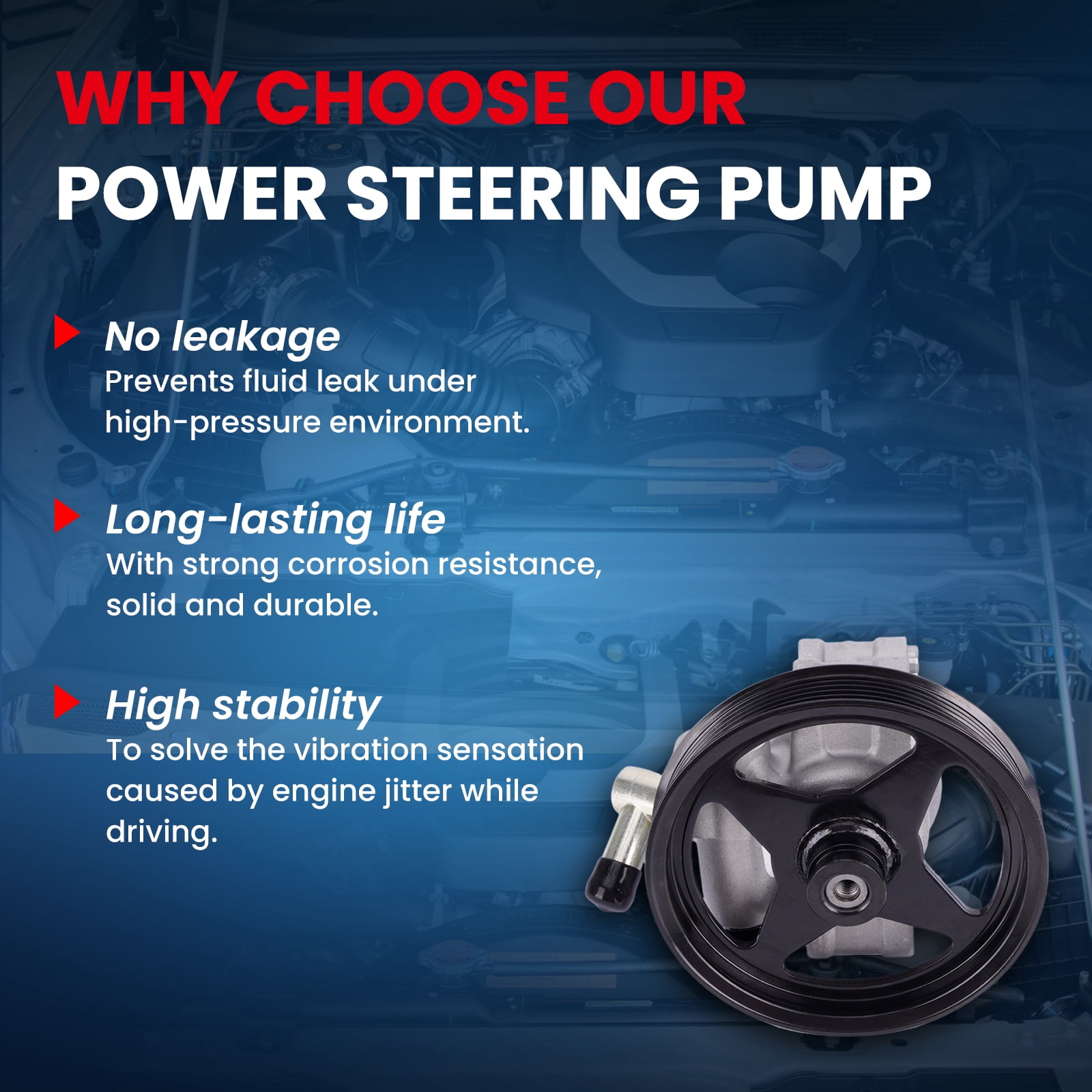 MOCA AUTOPARTS Power Steering Pump Fit for 1997-2003 Ford F-150 4.2L & 1999-2002 Ford Crown Victoria 4.6L