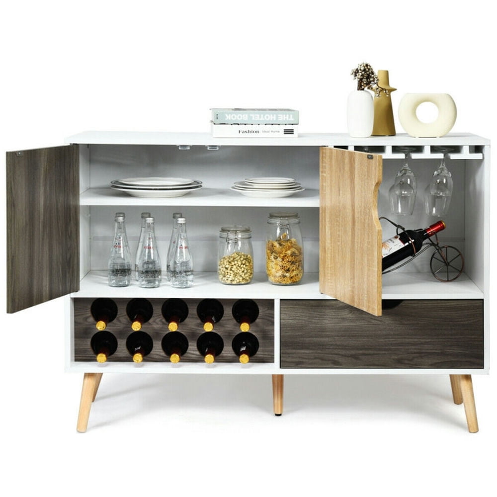 Finihen Kitchen Storage Cabinet, Buffet Sideboard, Mid-Century Buffet Sideboard Wooden Storage Cabinet, for Dining Room, Kitchen, Living Room, Gray Finihen Kitchen Storage Cabinet, Buffet Sideboard, Mid-Century Buffet Sideboard Wooden Storage Cabinet, for Dining Room, Kitchen, Living Room, Gray