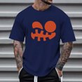 thumbnail image 2 of VBARHMQRT Undershirt Men's Print Theme T Shirt Printed Solid Color Short Sleeve Top Dark Blue, 2 of 4