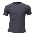 thumbnail image 5 of Men's & Big Workout Mens Textured Shirts - Quick Dry Causal Moisture Wicking Work Gym Athletic Short Sleeve for Running Sport Lounge Size S-5XL Gray, 5 of 8