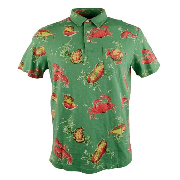 Men's Sea Critter Print Short Sleeve Jersey Polo Shirt-TG-S