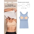 thumbnail image 4 of CARCOS Womens Tank Tops with Built in Shelf Bra Plus Size Basic Stretchy Padded Camisole Casual Layering Tanks Undershirt Light Blue L, 4 of 6
