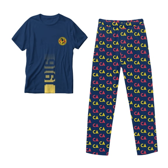 Pijama America para Caballero, Cuello Redondo Manga Corta con Pantalon Azul Talla G