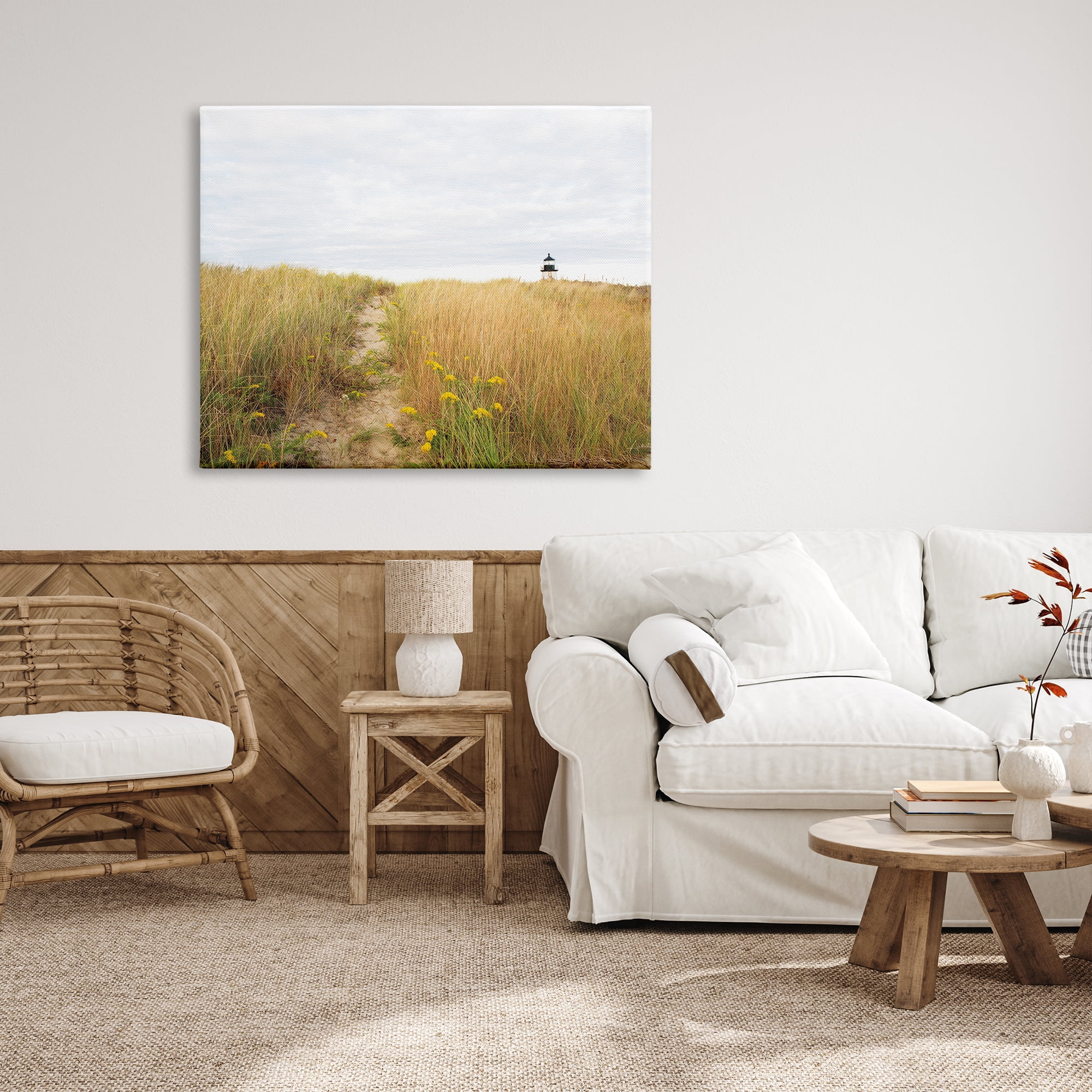 Stupell Industries Lighthouse Grassland Scenery Nature Photography Gallery Wrapped Canvas Print Wall Art, 48 x 36