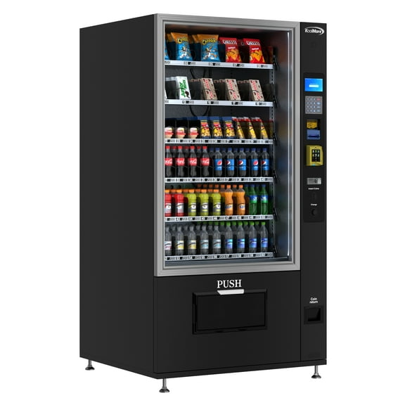Refrigerated Snack and Drink Vending Machine with 60 Slots, Bill Acceptor and Credit Card Reader in Black (KM-VMR-40-BR)