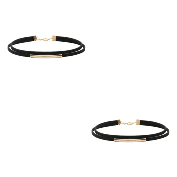Minnieouse Collar de gargantilla portátil clásico Collar Collares Estilo de doble capa Cadena de cuello de moda Colgantes cortos para oro Oro 2piezas