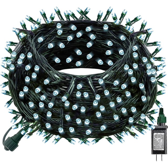 Bright 200 LED Christmas String Lights, 75 FT Connectable Waterproof Fairy Lights Green Wire with 8 Modes, Xmas Vintage Decorations for Indoor Outdoor Party Yard Garden (White)