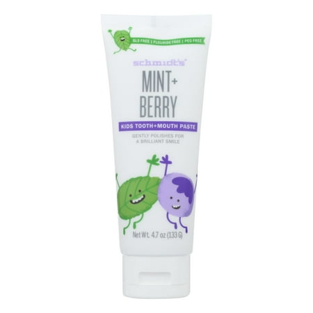 Schmidt's Naturally Flavored Kids Toothpaste Mint + Berry 4.7 OZ