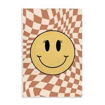 Stupell Industries Wavy Checkered Smiley Novelty Painting Unframed Art Print Wall Art, 13 x 19