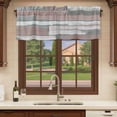 thumbnail image 6 of Brown Wooden Curtain Valances for Windows, Kitchen Valance Window Treatments Panel 2 Pack, Retro Country Mottled Vertical Stripes Rod Pocket Short Curtains for Bathroom Bedroom 42 x 18 Inch, 6 of 8