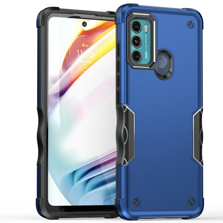 Shoppingbox Case for Motorola Moto G60/G60S, Ultra-Thin Hybrid Case Heavy Duty Dual Layer Shockproof Protection Cover - Blue