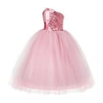 thumbnail image 2 of Ekidsbridal One-Shoulder Sequin Tutu Flower Girl Dress for Wedding Father Daughter Dance Ceremony Gown 182 6, 2 of 3