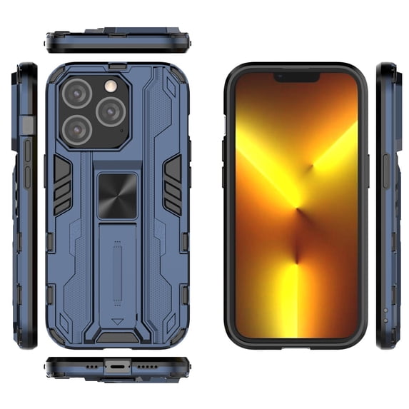 SaniMore for iPhone 14 Pro Max 6.7" 2022 Case with Hidden Bracket, Manetic Car Mount Hybird Heavy Duty Protective Tri-layer Shockproof Drop-proof Cover For iPhone 14 Pro Max 6.7" 2022, Navy