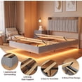 thumbnail image 3 of Moderno tamaño completo floating marco de cama con LED lights y usb charging: forrado platform con cabecero, no box spring, fácil montaje, noise-free, gris, 3 of 7
