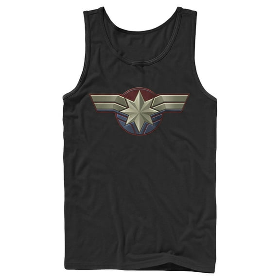 Men's Marvel Captain Marvel Simple Star Symbol Tank Top Black Small