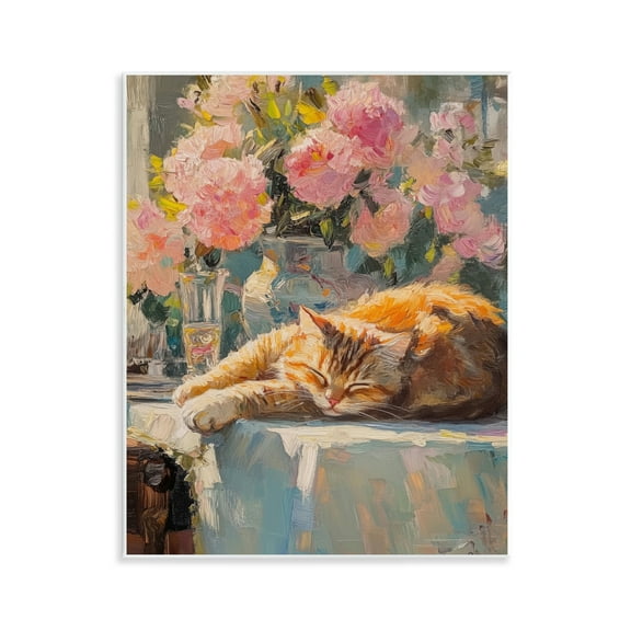 Stupell Industries Orange Cat Resting Animals Painting Unframed Art Print Wall Art, 11 x 14