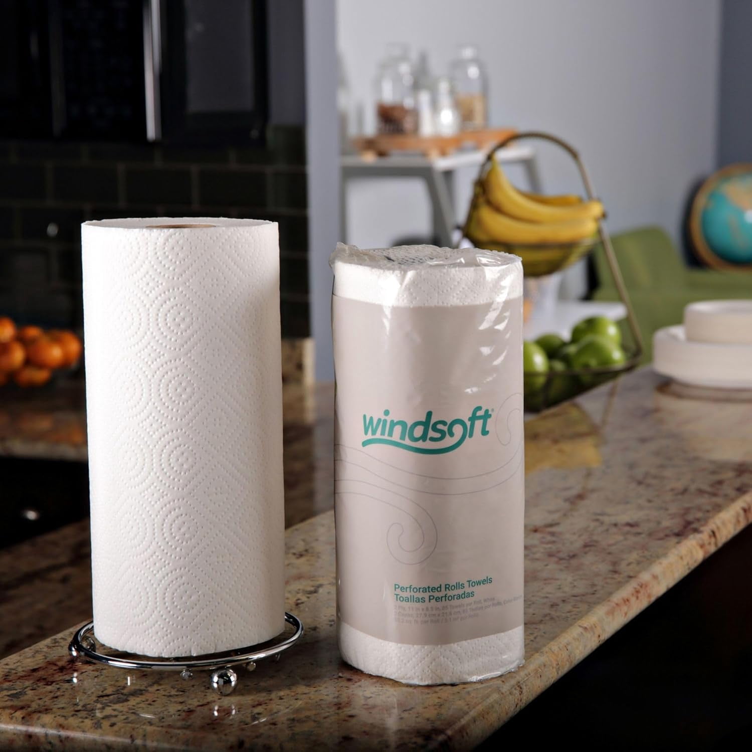 Windsoft Paper Towels, Bulk Pack of 30 Rolls, 85 Sheets Per Roll, Individually Wrapped, 2-Ply White Kitchen Towels, Embossed and For Enhanced Absorbency