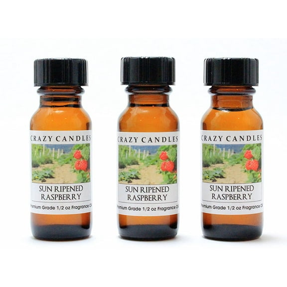 Sun Ripened Raspberry 3 Bottles 1/2 FL Oz Each (15ml) Premium Grade Scented Fragrance Oil by Crazy Candles