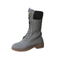 thumbnail image 1 of Womens Winter Solid Colour Medium Tube Flat Front Zipper With Round Head And Side Zipper Boots, 1 of 9