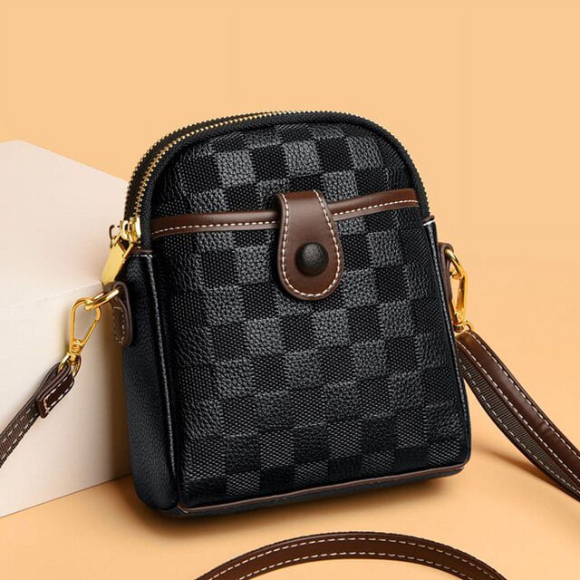 LinYooLi Sacs à Bandoulière Classiques à Carreaux pour Femmes Sac en Cuir de Haute Qualité Sac à Main Tendance Design Simple Petit Sac Messager