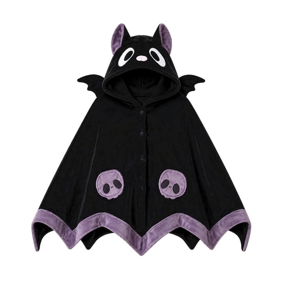 Women’s Plush Bat Wing Hooded Blanket Hoodie, Soft Skin-Friendly Oversized Wearable Cape Wrap, Warm Lounge Throw for Halloween Cosplay Holiday Party Gift