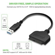 SATA to USB Cable - USB 3.0 to 2.5 SATA III Hard Drive Adapter - External Converter for SSD/HDD Data Transfer (USB3S2SAT3CB)