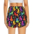 thumbnail image 3 of Picia Colorful Cats Pattern Women's 2 in 1 Athletic Running Shorts High Waisted Workout Casual Gym Sweat Shorts with Comfy Liner Zipper Pockets-XX-Large, 3 of 9