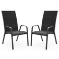 thumbnail image 3 of FUNDAZE Outdoor Dining Chairs Set of 4, Patio Dining Chair Stackable Armrest Patio Chairs Space Saving for Garden Backyard Deck, Black, 3 of 8