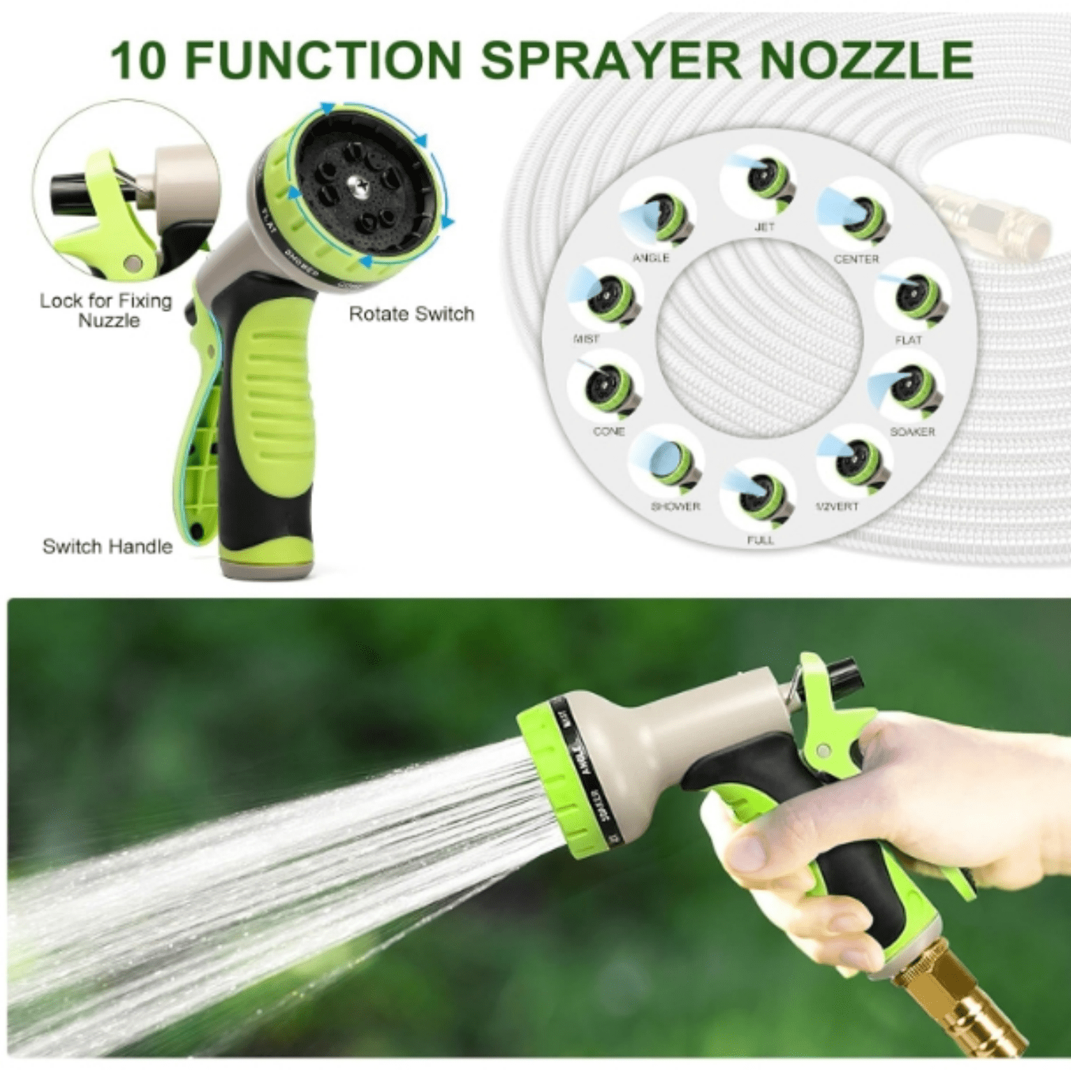"Garden Hose Metal 75 FT, Stainless Steel Hose, Water Hose with 10 Function Nozzle & Brass Nozzle, Lightweight, No Kink & Tangle, Easy to Use & Store, Heavy Duty Metal Hose for Yard and Lawn "