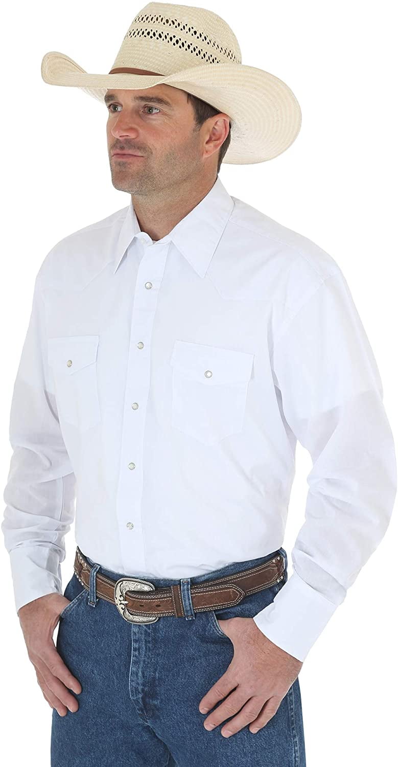 wrangler white long sleeve shirt