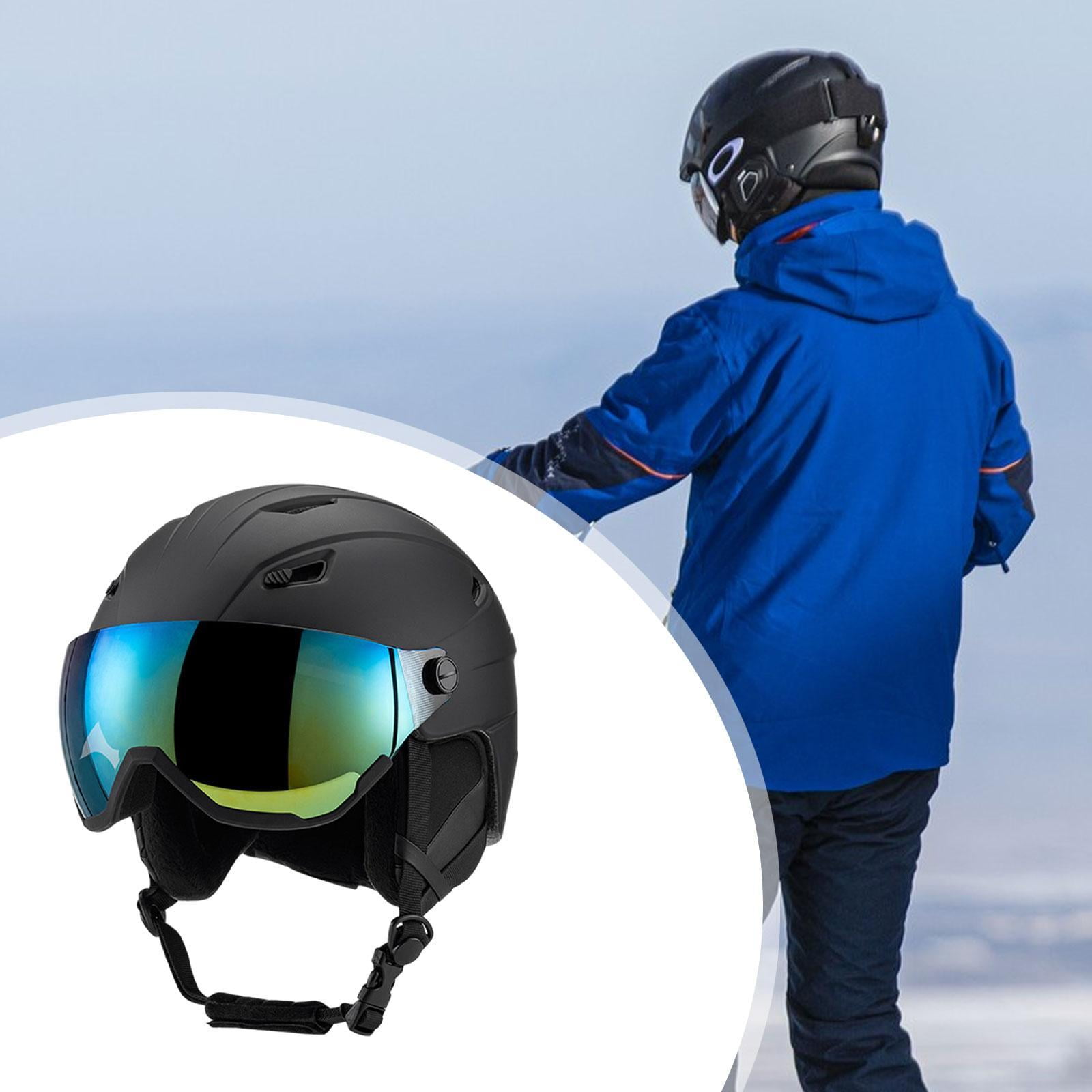 figatia Skiing Helmet Warm Protectived Glasses with Jaw Pad Snow Ski Helmet for Cold Black 51 to 54cm