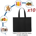 thumbnail image 4 of YUOFD Heavy Duty Foldable Reusable Grocery Shopping Bags 10 Pack - Large Reusable Storage Totes with Reinforced Handles, Eco-Friendly Grocery & Cloth Carriers,Black, 4 of 7