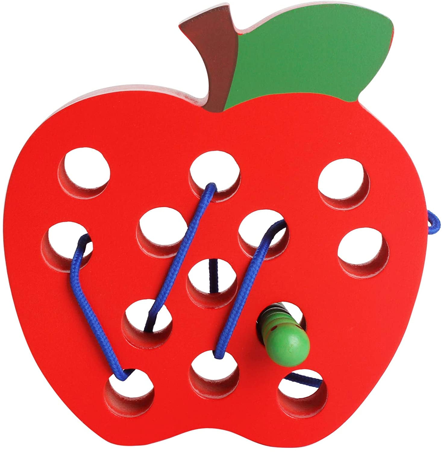 Fun Learning Threading Lacing Toy Worm Eating Apple Educational  Fruits Toys 
