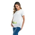 thumbnail image 2 of Hwmodou Women Pregnant T-shirts Womens Maternity Irregular Soild Color Tee Short Sleeve Crew Neck Basic T Shirt Top Dailywear Pregnancy Clothes For Woman, 2 of 7