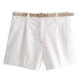 thumbnail image 2 of Womens Fashion Dressy Shorts Belted High Waisted Shorts Loose Casual Work with Pockets White XS, 2 of 7