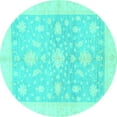thumbnail image 1 of Ahgly Company Indoor Round Oriental Turquoise Blue Traditional Area Rugs, 4' Round, 1 of 4