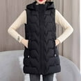 thumbnail image 2 of SELONE Womens Long Puffer Vest Cotton Zipper Detachable Hooded Jacket with Pockets Sleeveless Tops Solid Warm Outerwear, 2 of 7