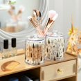 thumbnail image 3 of Yayeee 4 Pack Qtip Holder Bathroom Cotton Swab Canister with Lid Clear Dispenser Set, Beige Christmas Forest, 3 of 6