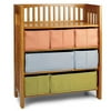 Tot Tutors Kids Bookshelf, Natural Brown with Fabric Storage Bins