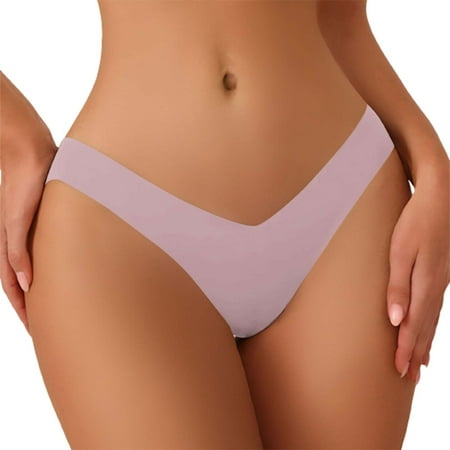Mifelio Thongs for Women European and American Large Size Ice Silk Underwear Women s V Shaped Waist Pure Cotton Crotch Breathable Briefs Thong Panties for Women  Womens Underwear Pink M