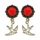 thumbnail image 1 of 1 par de pendientes colgantes de gorrión de aleación de bronce vintage Rojo 14mm, 1 of 7